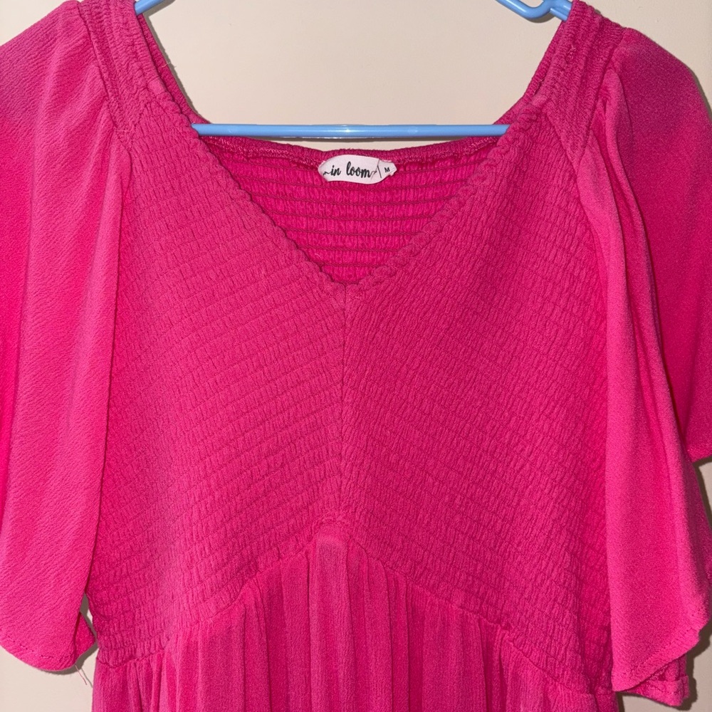 Hot Pink V-Neck Dress